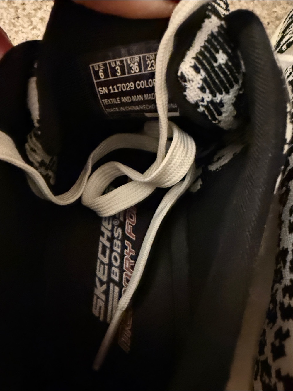 Skechers Black & White Knit Slip-On Lace-Up Sneakers - Picture 5 of 6